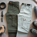 Combo Cargo Pants – Olive Green & Light Grey (100% Cotton)