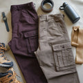 Essential 100% Cotton Utility Cargo Pants Combo – Maroon & Brown